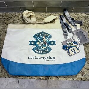 Disney Cruise Line Castaway Club Beach Tote Bag & 2 Lanyard Bundle